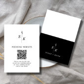 Minimal Chic Leaf Monogram Wedding Website QR Code Begleitkarte