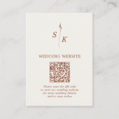 Minimal Chic Leaf Monogram Wedding Website QR Code Begleitkarte (Vorderseite)