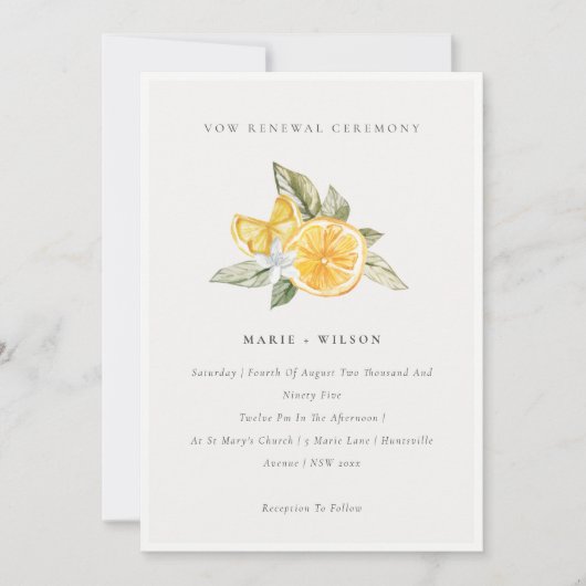 Minimal Chic Lemon Boho Fauna Vow Renewal Einladun Dankeskarte (Vorderseite)