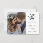 Minimal Chic Monogram 2 Foto Hochzeit Dankeskarte (Vorderseite)