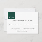 Minimal Chic Monogram Emerald Green Modern Wedding RSVP Karte (Vorderseite)