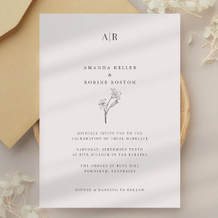 Minimal Chic Monogram Wedding Einladung