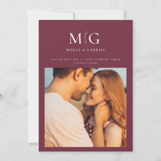Minimal Chic | Monogramm Foto Save-the-Date-Karte Save The Date (Vorderseite)