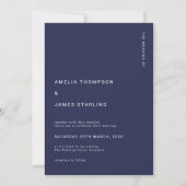 Minimal & Chic Navy Blue Modern Simple Wedding Einladung (Vorderseite)