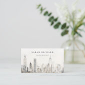 Minimal Chic New York City Skyline Watercolor Visitenkarte (Stehend Vorderseite)