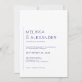 Minimal Chic periwinkle weiße Hochzeitseinladung Einladung (Vorderseite)