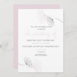 Minimal Chic Pink und Kohle Blume Einladung