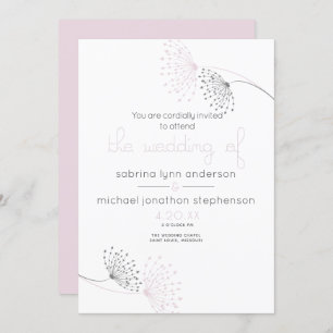 Minimal Chic Pink und Kohle Blume Einladung