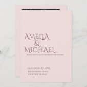 Minimal Chic Prune und Blush Hochzeit Einladung (Vorne/Hinten)