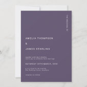Minimal & Chic Purple Modern Simple Wedding Einladung (Vorderseite)