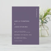 Minimal & Chic Purple Modern Simple Wedding Einladung (Stehend Vorderseite)