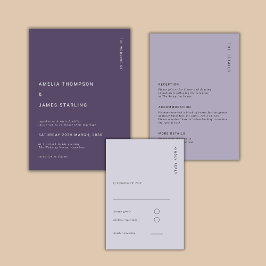 Minimal & Chic Purple Modern Simple Wedding Einladung
