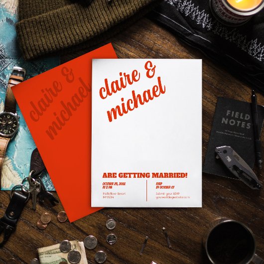 Minimal Chic Retro Hochzeitseinladungen Einladung