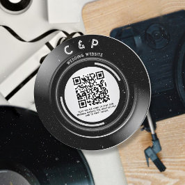 Minimal Chic Retro Vinyl Record Hochzeitsskala QR  Feiertagskarte
