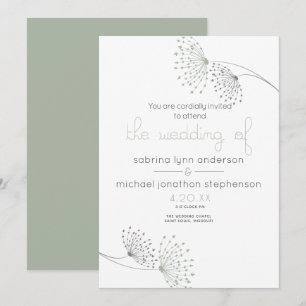 Minimal Chic Sage Green und Charcoal Blume Einladung