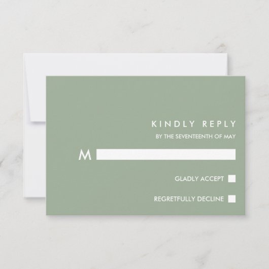 Minimal Chic Sage | Typografy Wedding RSVP (Vorderseite)