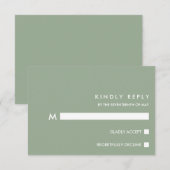 Minimal Chic Sage | Typografy Wedding RSVP Karte (Vorne/Hinten)