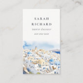 Minimal Chic Santorini Griechenland Wasserfarbe Visitenkarte (Vorderseite)
