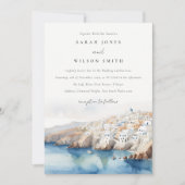 Minimal Chic Santorini Griechenland Wasserfarbenho Einladung (Vorderseite)