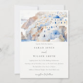 Minimal Chic Santorini Griechenland Wasserfarbenho Einladung (Vorderseite)