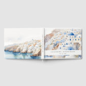 Minimal Chic Santorini Griechenland Wasserfarbenho Gästebuch (Voll)