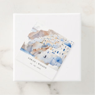Minimal Chic Santorini Griechenland Wasserfarbenho Geschenkanhänger