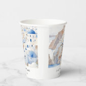 Minimal Chic Santorini Griechenland Wasserfarbenho Pappbecher (Rechts)