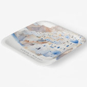 Minimal Chic Santorini Griechenland Wasserfarbenho Pappteller (Gewinkelt)