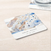 Minimal Chic Santorini Griechenland Wasserfarbenho Rechteckiger Pappuntersetzer (angewinkelt)