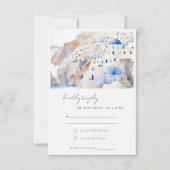 Minimal Chic Santorini Griechenland Wasserfarbenho RSVP Karte (Vorderseite)