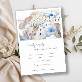 Minimal Chic Santorini Griechenland Wasserfarbenho RSVP Karte