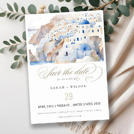 Minimal Chic Santorini Griechenland Wasserfarbenho Save The Date