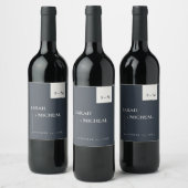 MINIMAL CHIC SCANDI BLACK & WHITE MONOGRAM WEDD WEINETIKETT (Flaschen)