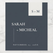 MINIMAL CHIC SCANDI BLACK & WHITE MONOGRAM WEDD WEINETIKETT (Einzelnes Label)