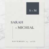 MINIMAL CHIC SCANDI BLACK & WHITE MONOGRAM WEDD WEINETIKETT (Einzelnes Label)