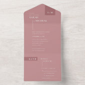 MINIMAL CHIC SCANDI DUSKY ROSE PINK BLUSH WEDD ALL IN ONE EINLADUNG (Innen Boden)