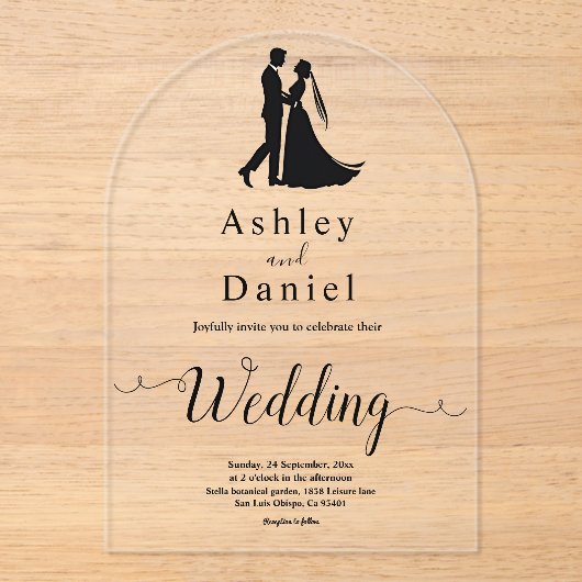 Minimal Chic | Schwarz und Weiß | Romantische Hoch Acryleinladungen (Vorderseite)