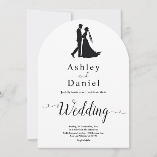 Minimal Chic | Schwarz und Weiß | Romantische Hoch Einladung (Vorderseite)