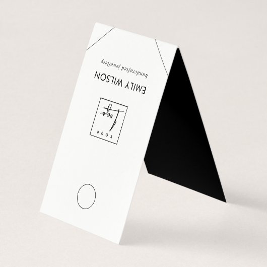 Minimal Chic Schwarz-weiß Hanging Necklace Display Visitenkarten (Rückseite)