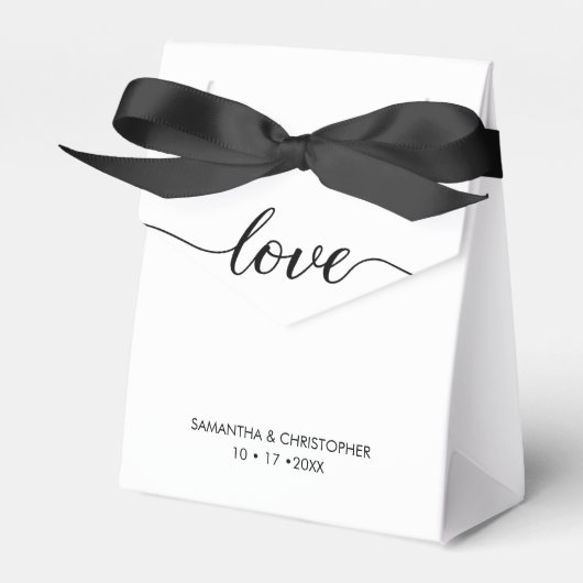 Minimal Chic Schwarz-weiß Hochzeitsskript Liebe Geschenkschachtel (Vorderseite)