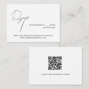 Minimal Chic Schwarz-weiß QR Code Hochzeit Begleitkarte