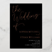 Minimal Chic Script Black Wedding Folieneinladung (Vorderseite)