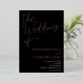 Minimal Chic Script Black Wedding Folieneinladung (Stehend vorne)