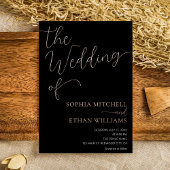 Minimal Chic Script Black Wedding Folieneinladung