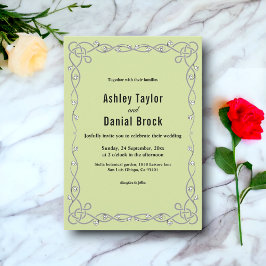 Minimal Chic Script Sage Green Boho Bloral Hochzei Einladung