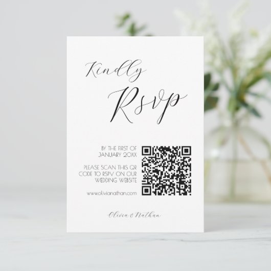 Minimal Chic Script Wedding Rsvp Karte (Stehend Vorderseite)