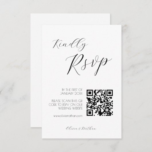 Minimal Chic Script Wedding Rsvp Karte (Vorne/Hinten)