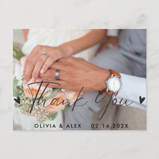 Minimal Chic | Stilvolle Kalligraphie Vielen Dank Postkarte (Vorderseite)