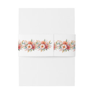 Minimal Chic Terrakotta Weiße Monogramm Blumen Einladungsbanderole