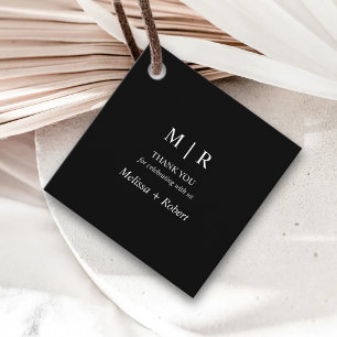 Minimal Chic Vielen Dank Schwarz-weiß Wedding GIft Geschenkanhänger